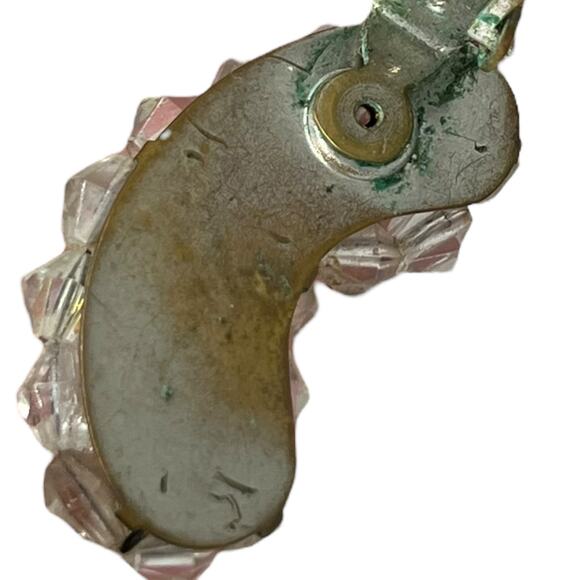 Vintage Aurora Borealis Crystal Clip-On Earring - Silver Metal Single Statement - Picture 7 of 8